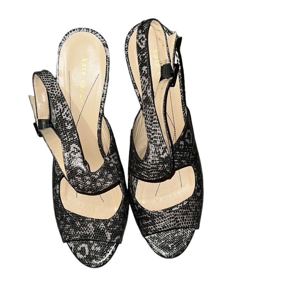 Kate Spade New York Black and Gray Leather Sandals Size 9 B